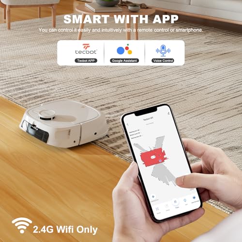 TECBOT M1 Pro Robot Vacuum and Mop - Advanced LiDAR Navigation, Pet Hair & Carpet Cleaning