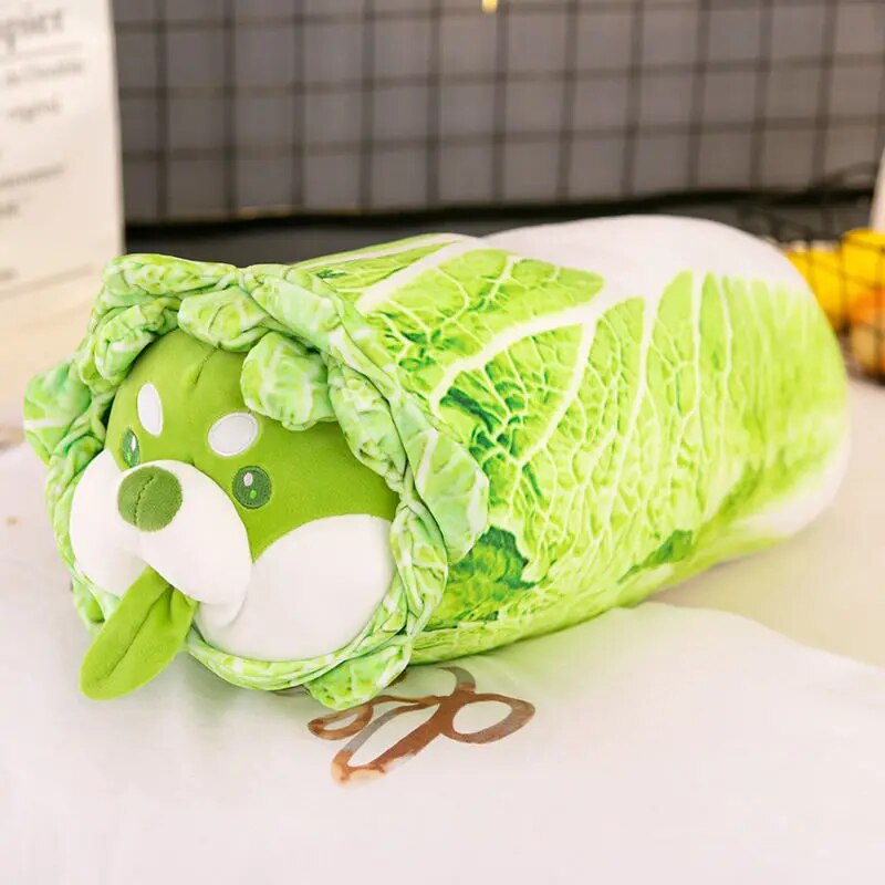 Cute Shiba Inu Cabbage Plush Toy - 90cm Fluffy Stuffed Animal, Kawaii Anime Pillow for Kids & Baby Gift