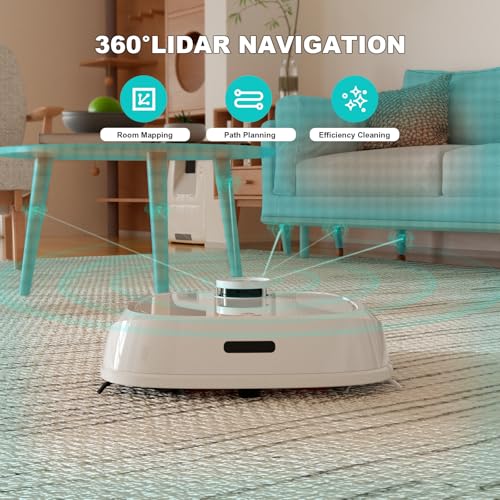 TECBOT M1 Pro Robot Vacuum and Mop - Advanced LiDAR Navigation, Pet Hair & Carpet Cleaning