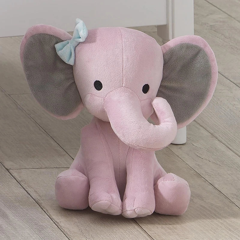 Cuddly Gray Pink Elephant Stuffed Plush Toy