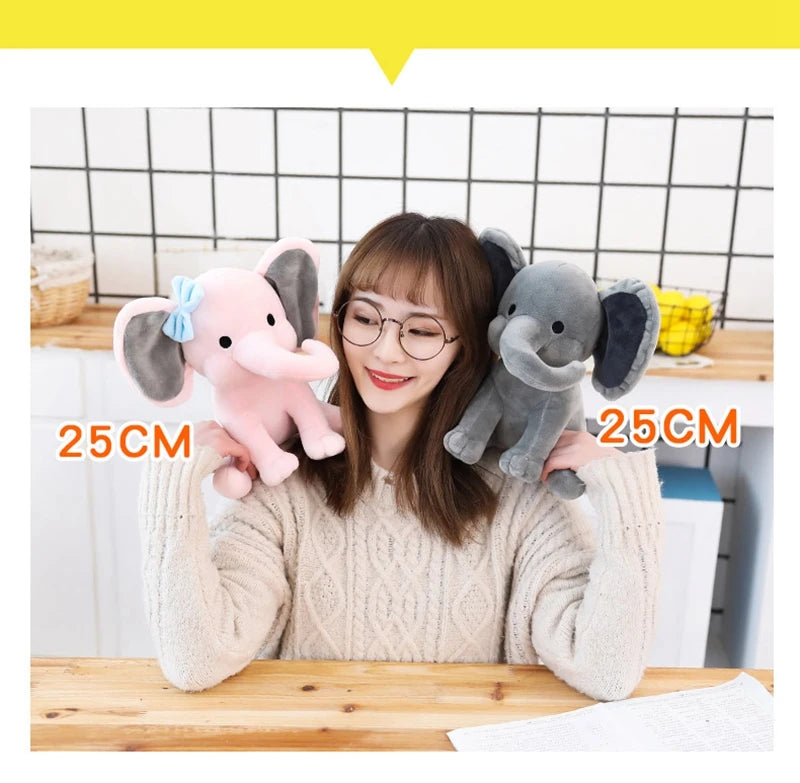 Cuddly Gray Pink Elephant Stuffed Plush Toy