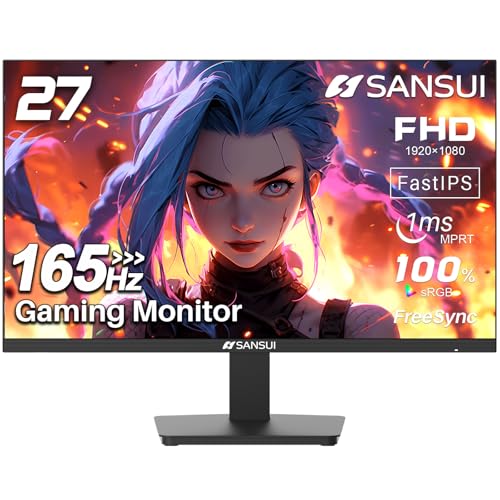 SANSUI 27" FHD 1080P Gaming Monitor with 165Hz, 1ms Response, AMD FreeSync