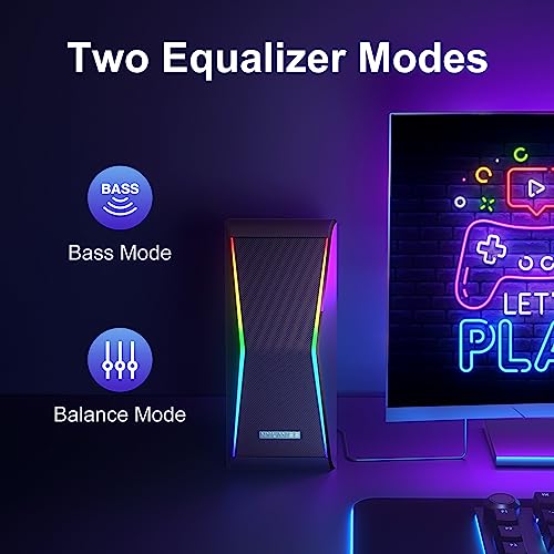 Nylavee Hi-Fi Stereo Computer Speakers with Dynamic Lighting and Dual Connectivity