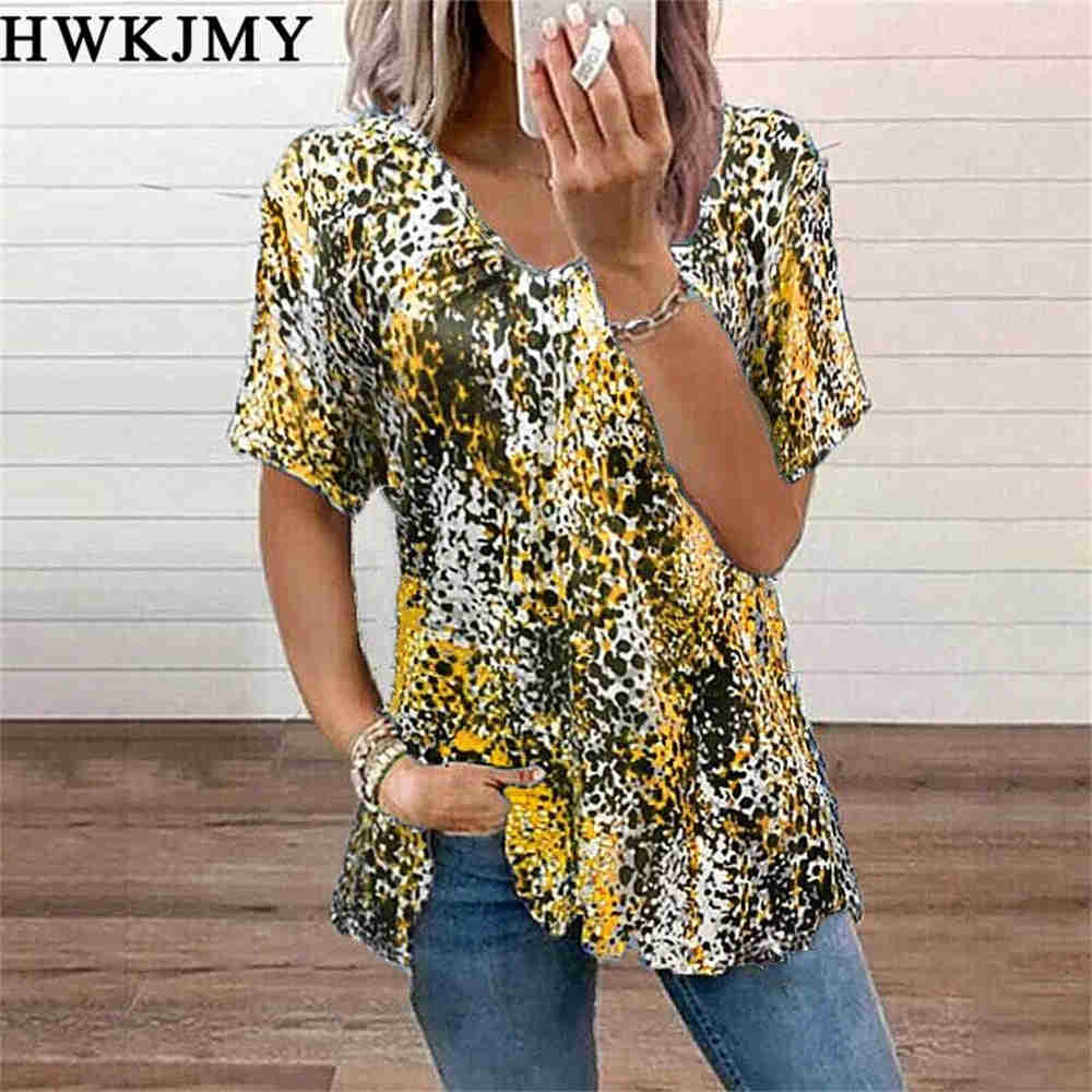 Women's Summer Floral V-neck Short Sleeve T-shirts