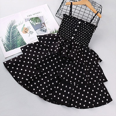 Girls Polka-Dot Summer Suspender Dress