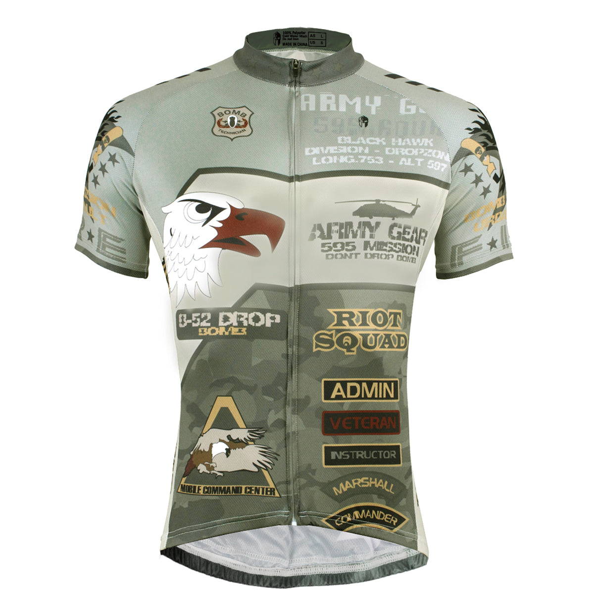 ILPALADINO ARMY GEAR Men's Cycling Jersey - Breathable, Quick-Dry, 3 Pockets