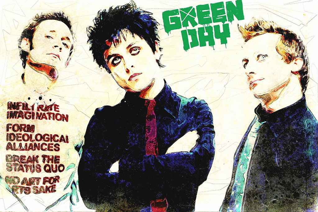 Green Day Inspired Music Art Poster