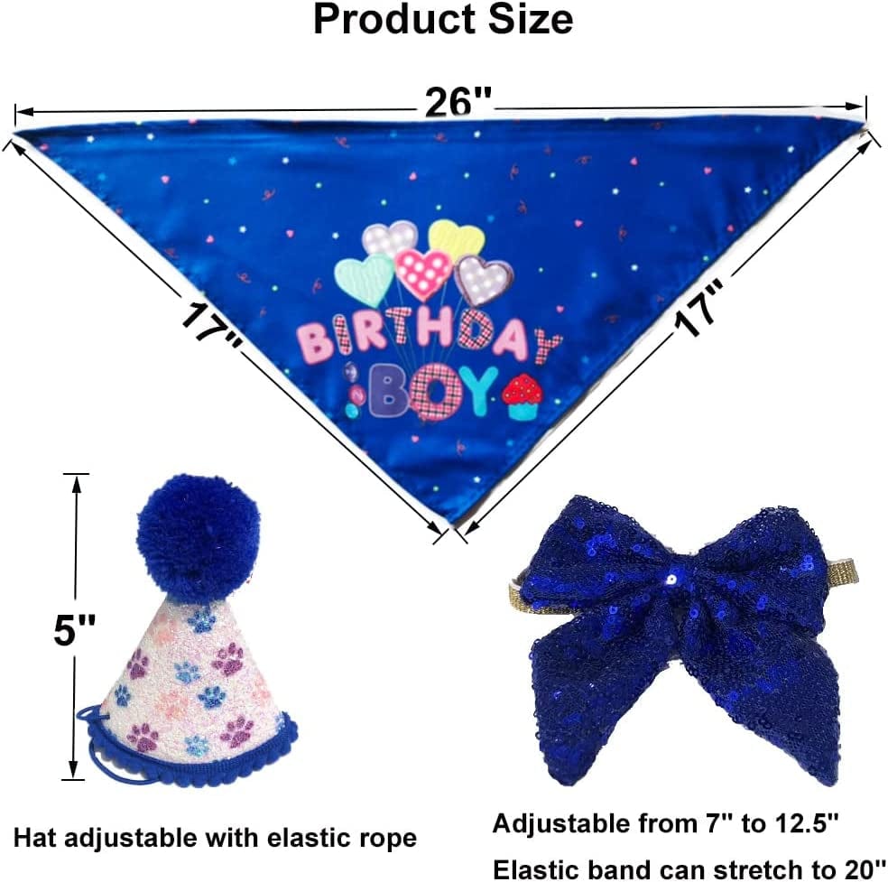Elegant Dog Birthday Party Set with Hat, Bandana, and Bowtie