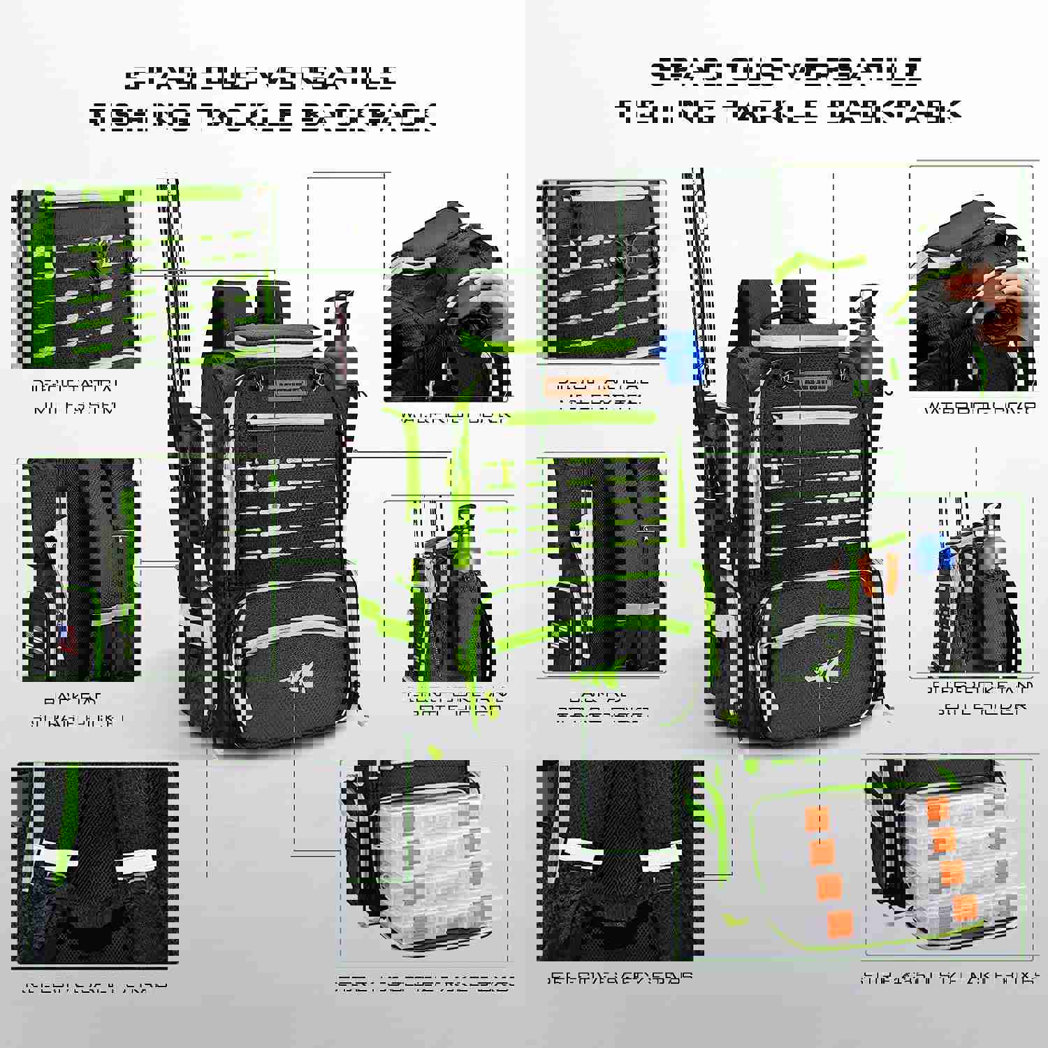 Kastking Bait Boss Waterproof Fishing Tackle Backpack with Rod Holders and 20 Storage Pockets