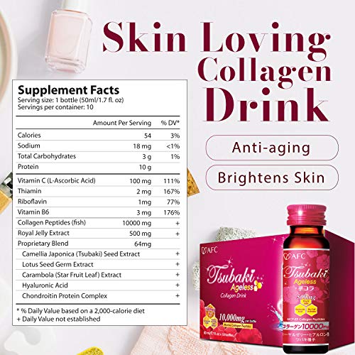 AFC Japan Tsubaki Ageless Beauty Collagen Drink - Premium Skin Revitalization Formula