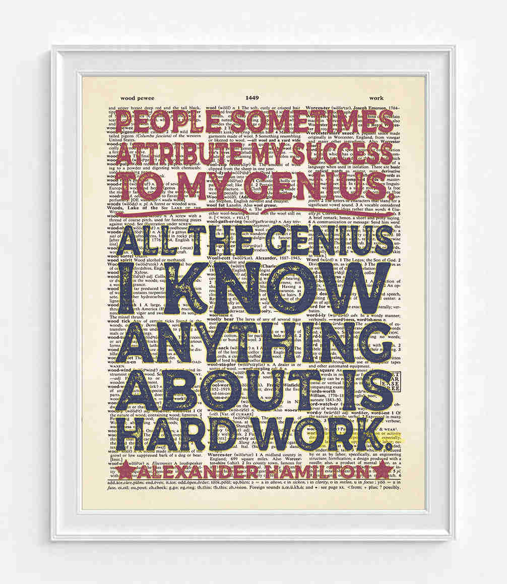Alexander Hamilton Dictionary Art Print - A Tribute to Genius and Hard Work