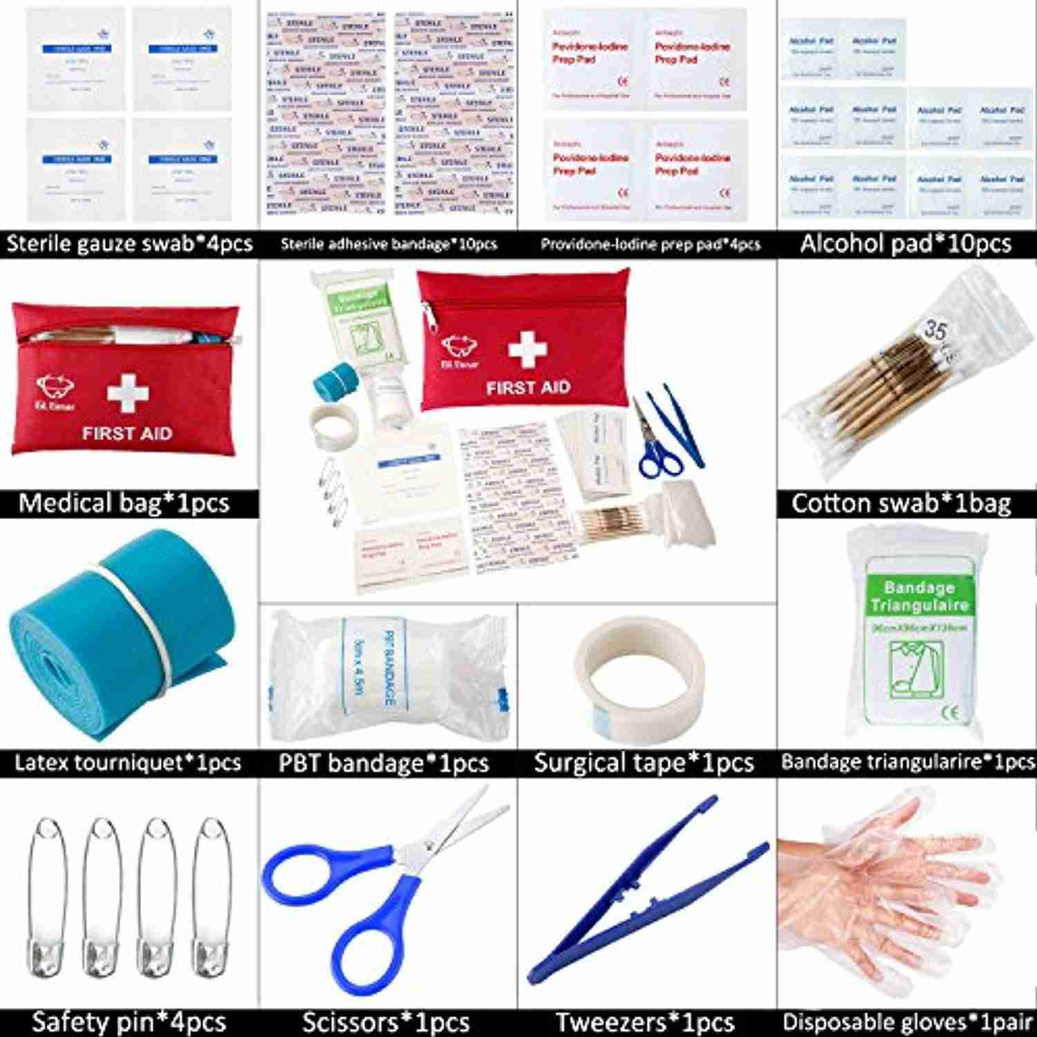 GL Gear Compact First Aid Kit, 41-Piece Emergency Survival Bag for Outdoors and Home