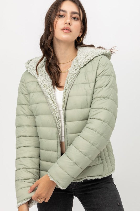 Cozy Sherpa-Lined Puffer Jacket with Hood