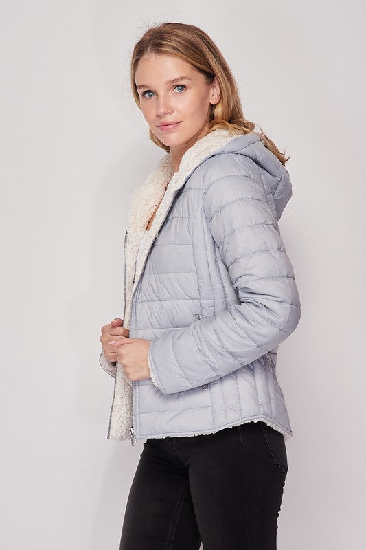 Cozy Sherpa-Lined Puffer Jacket with Hood