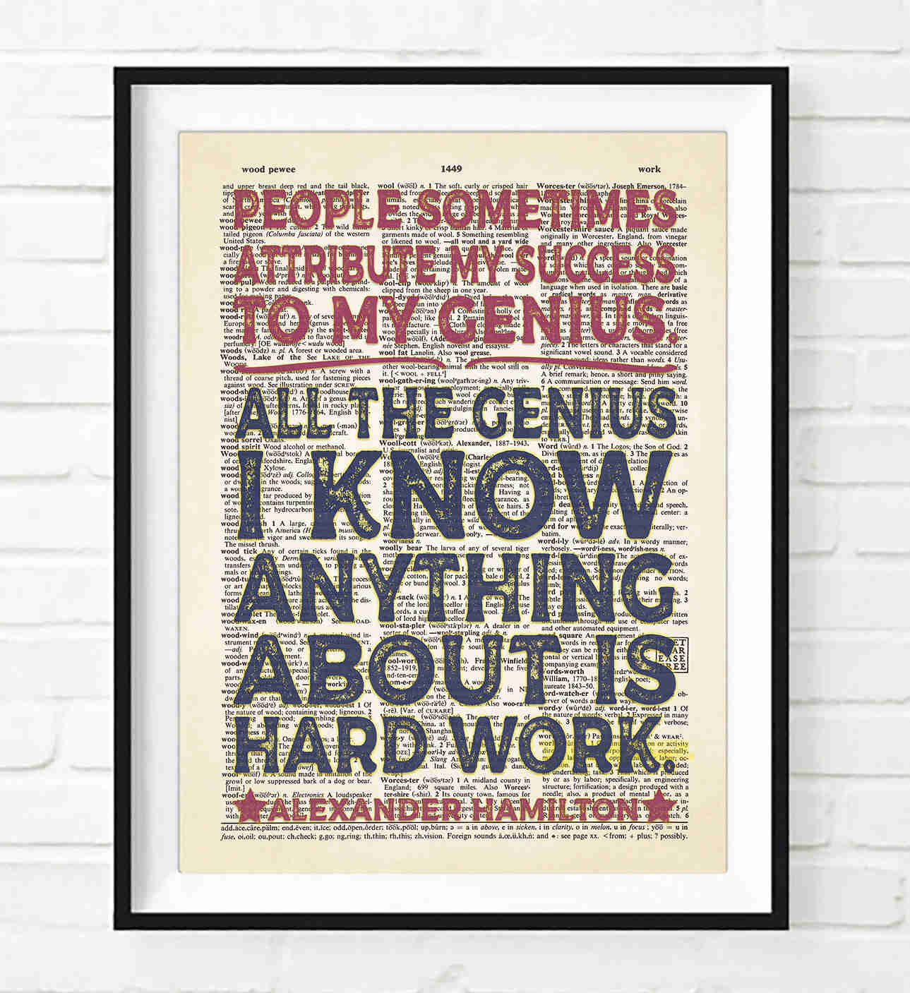 Alexander Hamilton Dictionary Art Print - A Tribute to Genius and Hard Work