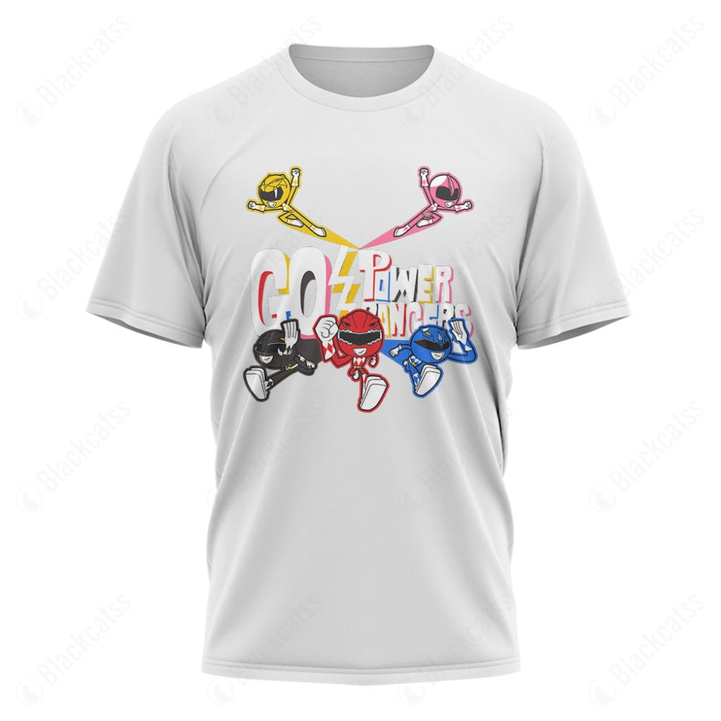 Go Go Power Rangers Custom Graphic T-Shirt