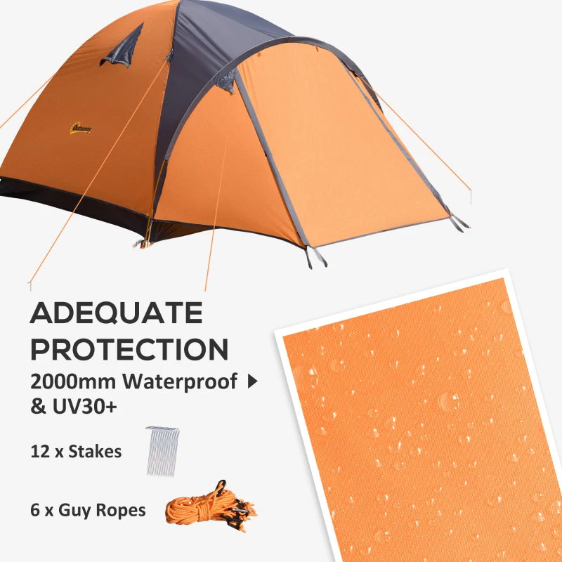 Outsunny 4-Person Camping Tent, Portable and Lightweight Outdoor Shelter