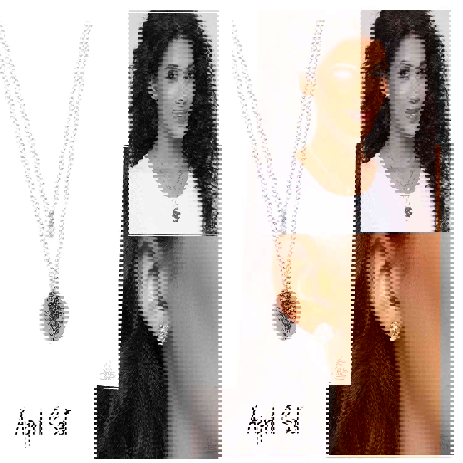 April Birthstone Daisy Necklace Set
