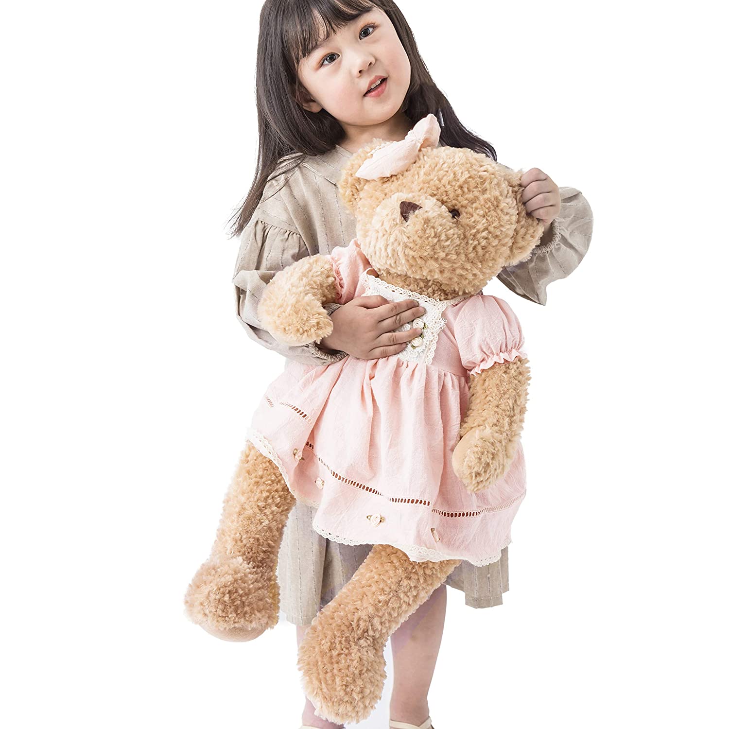 Oitscute Plush Big Baby Teddy Bear, 25" Pink & Brown