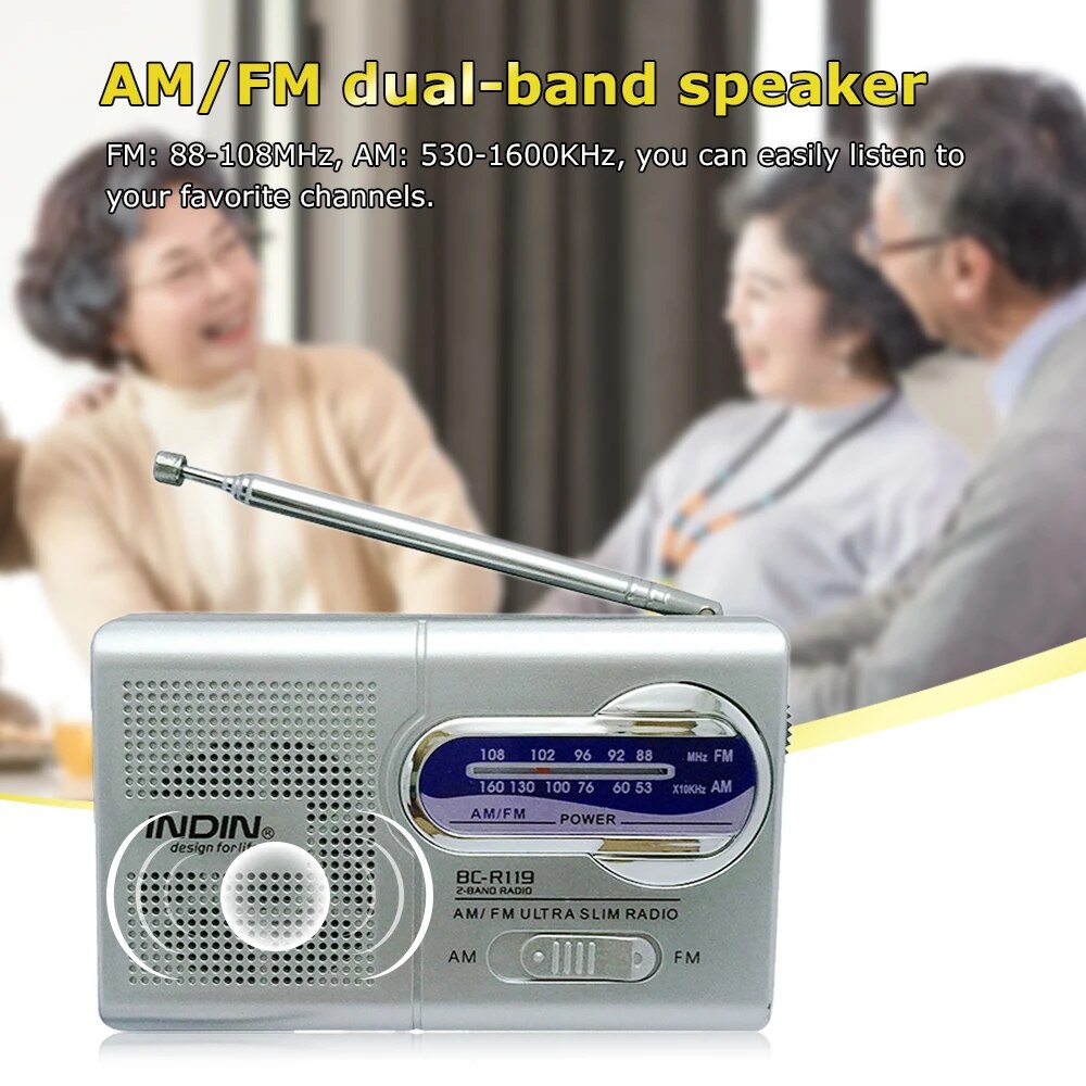 Portable AM/FM Mini Radio with Retractable Antenna