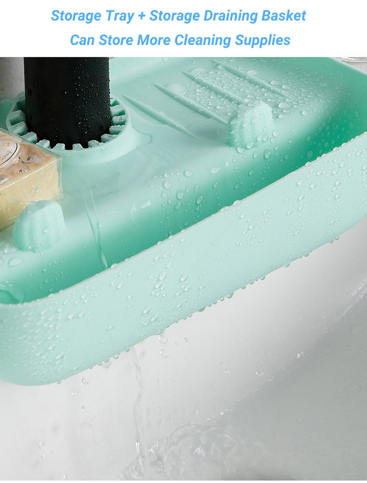 Upgraded Silicone Sink Organizer - Multipurpose Sponge, Soap, and Brush Holder