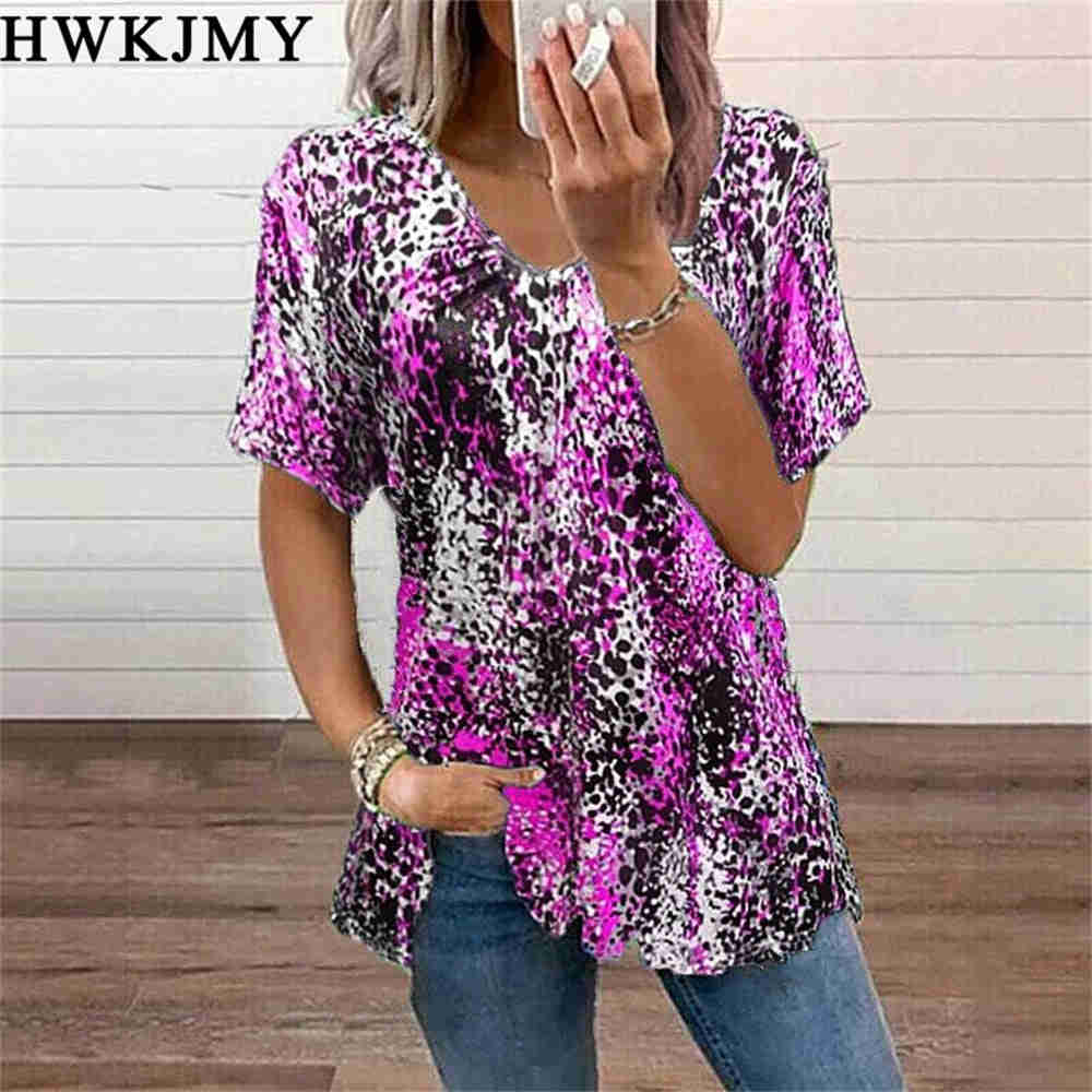 Women's Summer Floral V-neck Short Sleeve T-shirts