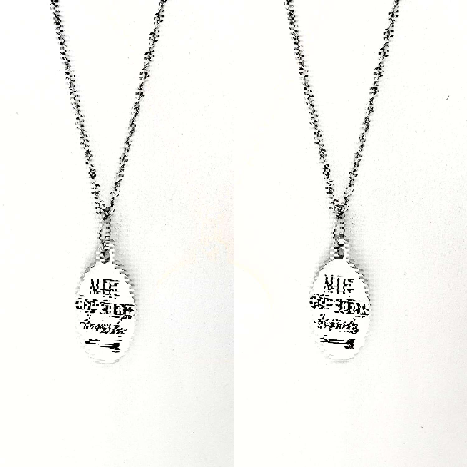 Stainless Steel Engraved 'Where God Guides, He Provides' Pendant Necklace