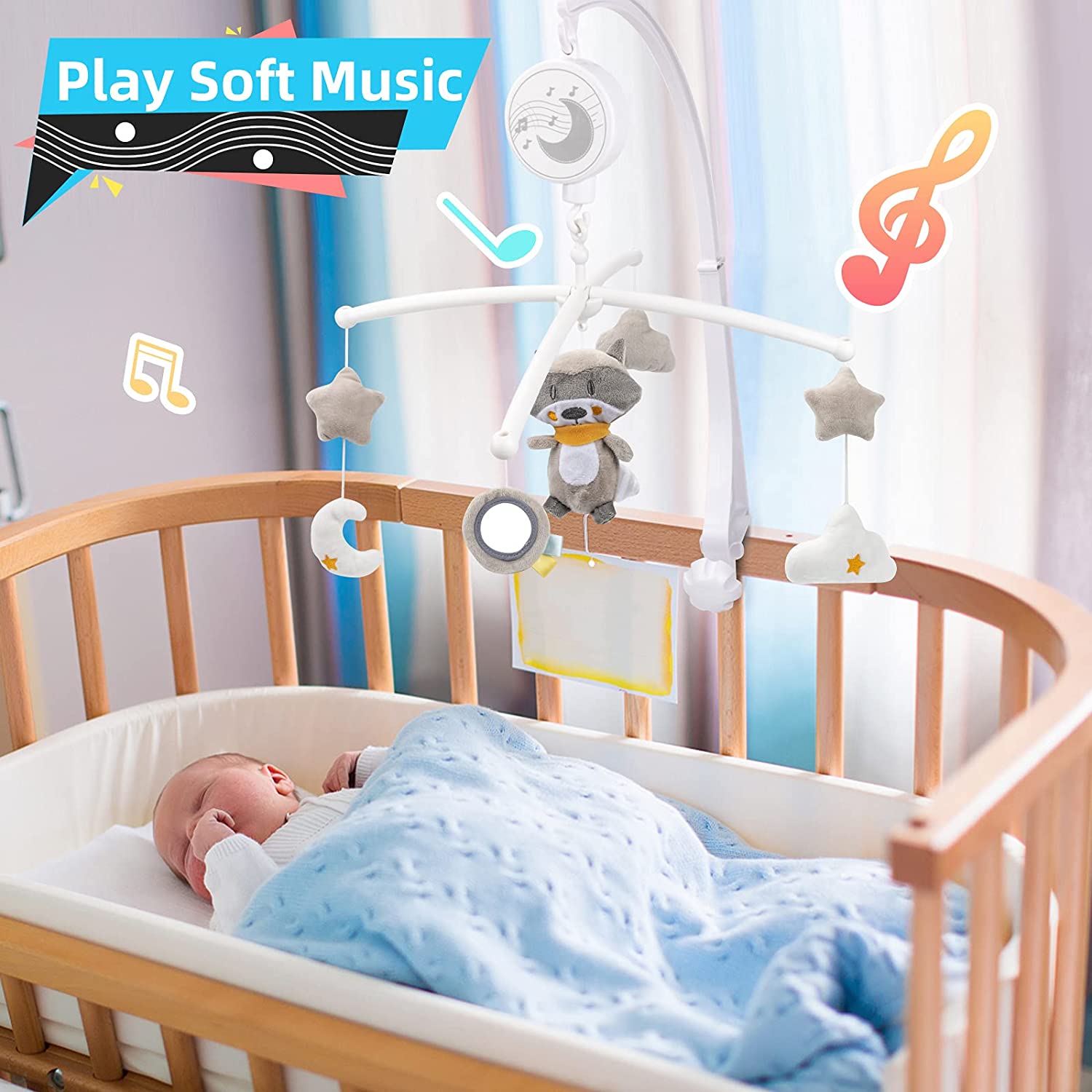 Covtoy Crib Mobile with Music and Rotating Toys