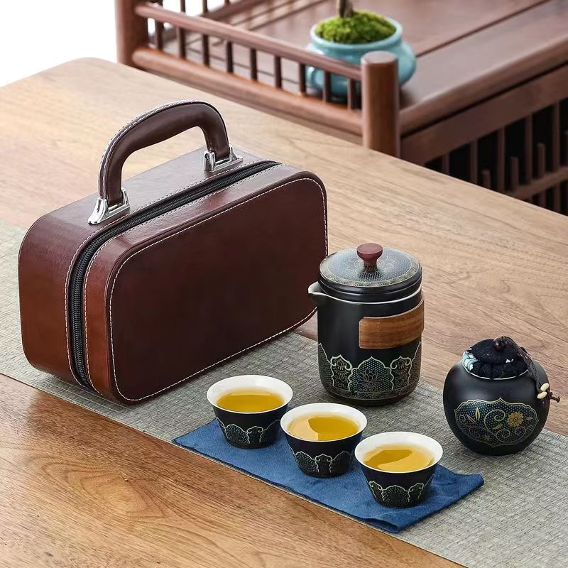 Handcrafted Mutton Fat Jade Porcelain Travel Tea Set