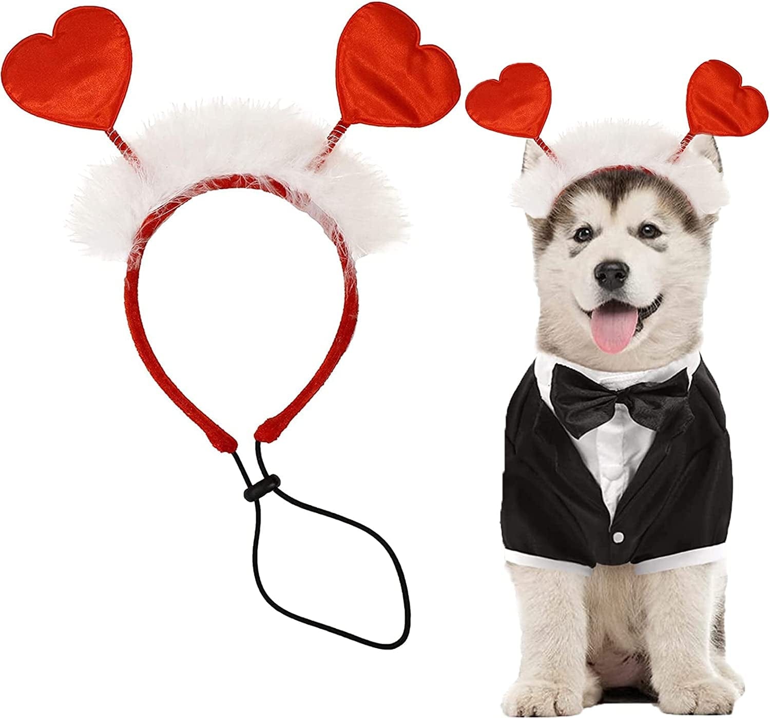 Glittery Valentine's Day Pet Heart Headband for Dogs and Cats