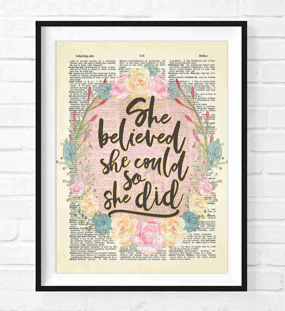Empowerment Art Prints: Believe & Fierce Dictionary Page Duo