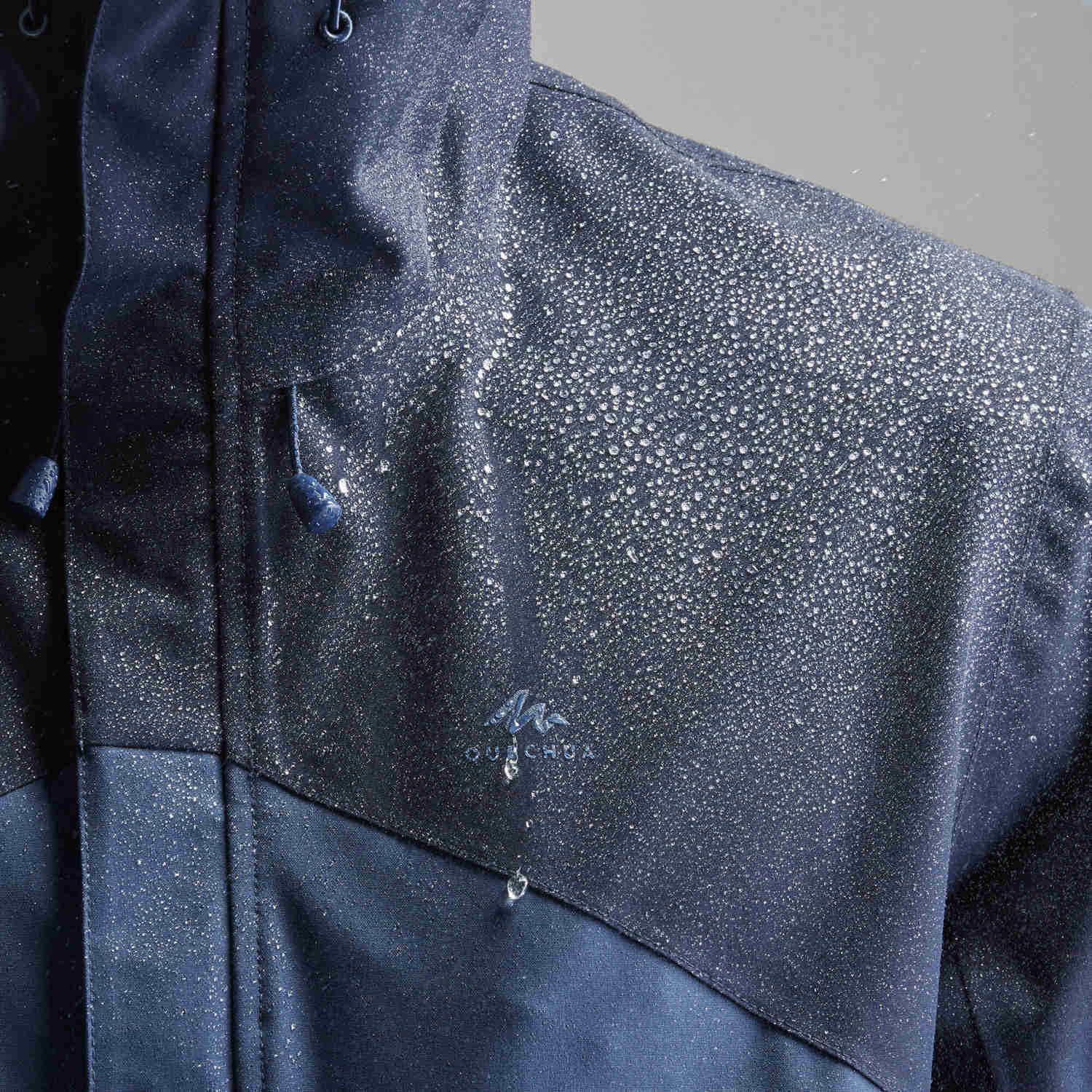 Quechua Men's MH150 Waterproof Rain Jacket - Lightweight & Adjustable