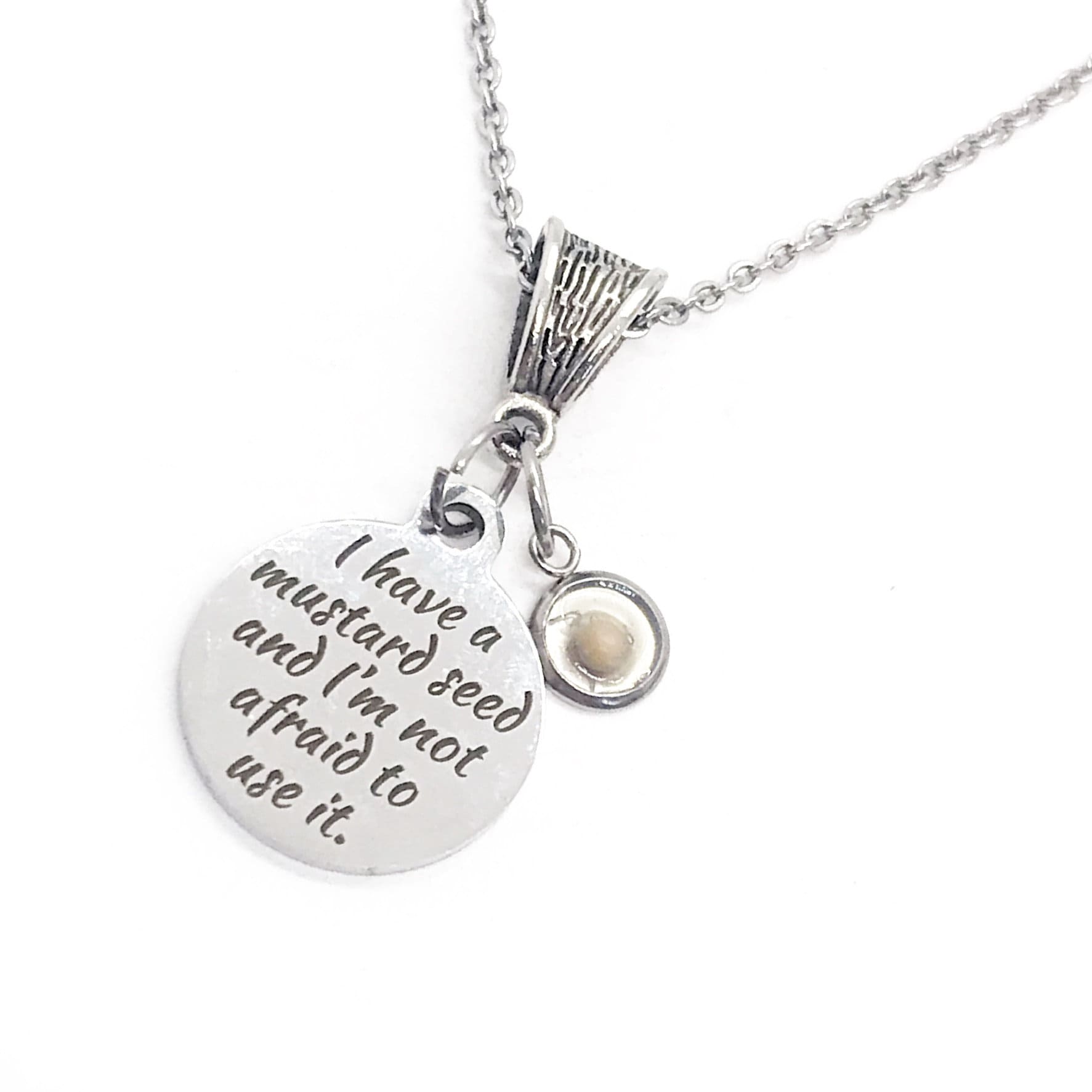 Stainless Steel Mustard Seed Faith Necklace, Inspired by Matthew 17:20