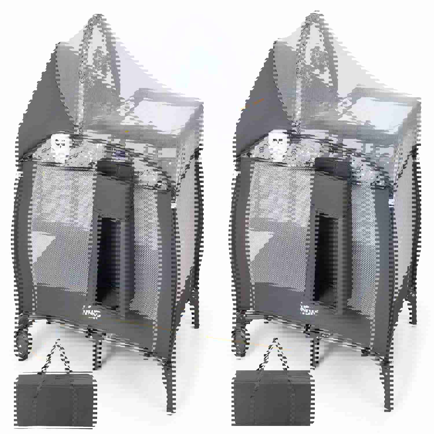 INFANS 4-in-1 Portable Baby Playard with Bassinet, Changing Table, and Storage