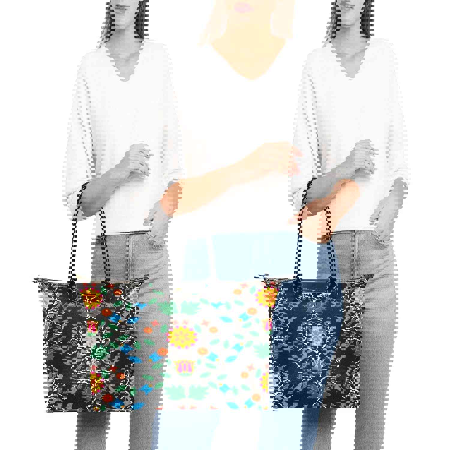 Stylish Floral Beadwork Single-Shoulder Handbag for Women