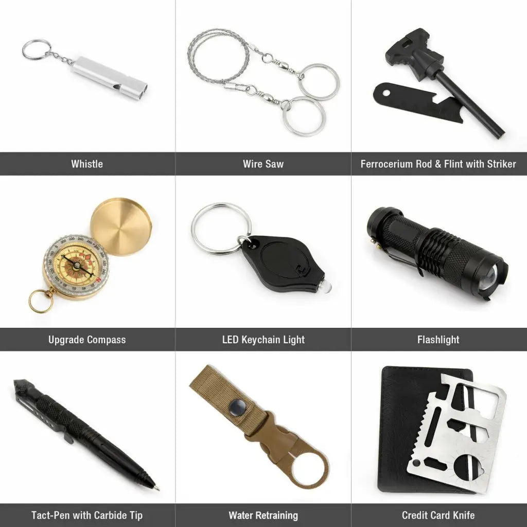 All-Terrain 14-in-1 Survival Kit for Outdoor Adventures
