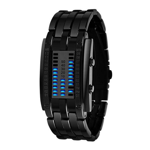 Women's Binary Stainless Steel LED Sport Watch with Date Feature