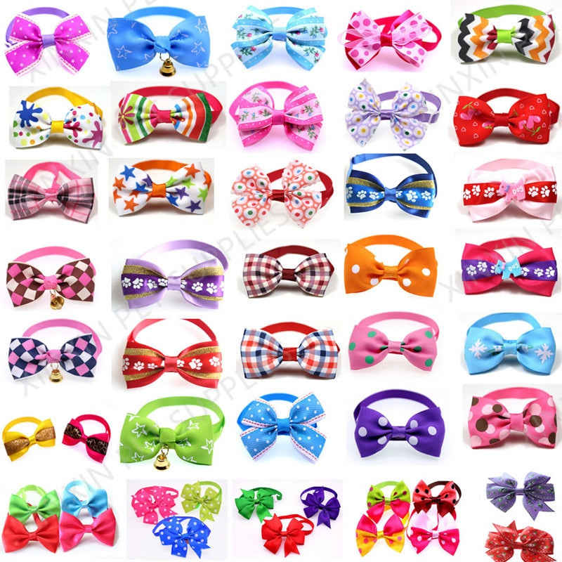 100pcs Mix Style Dog Bow Ties - Adjustable Neckties for Pups, Grooming Essentials
