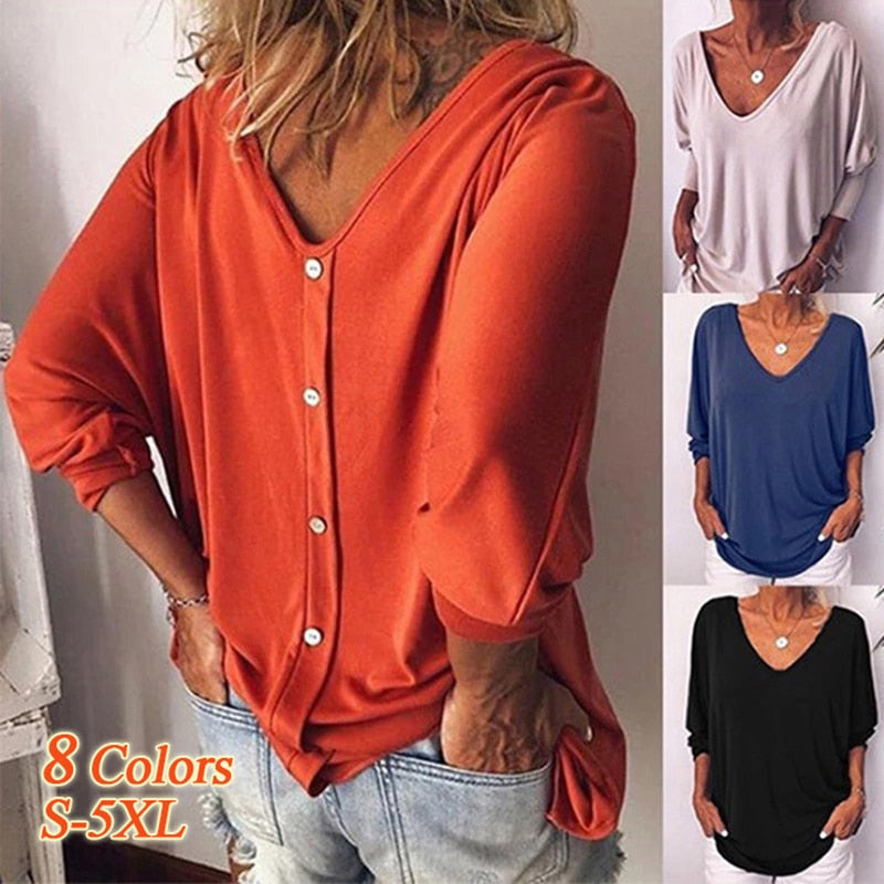 Stylish Women's 2023 Summer V-Neck Batwing Sleeve T-Shirt
