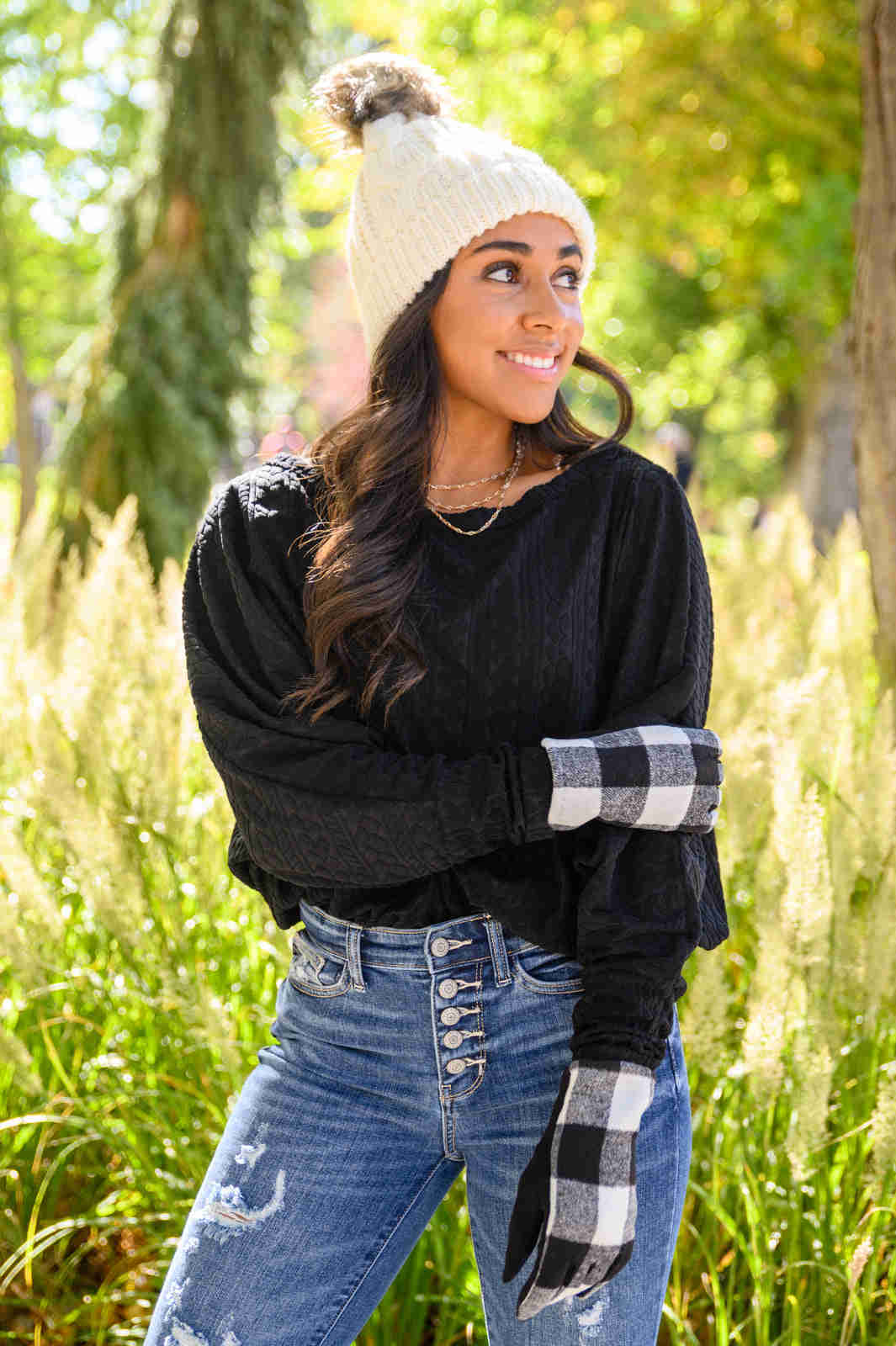 Buffalo Plaid Tech Touch Gloves - Holiday Season Essential