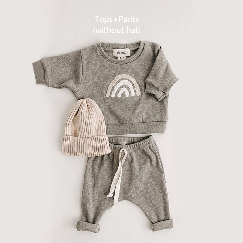 Casual Cotton Baby Outfit: Toddler Tops & Loose Trousers Set
