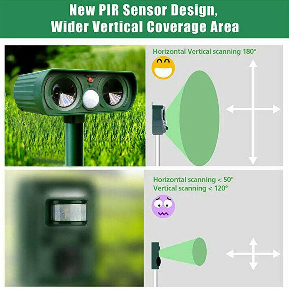 2-Pack Ultrasonic Solar Pest Repellent for Outdoor Protection