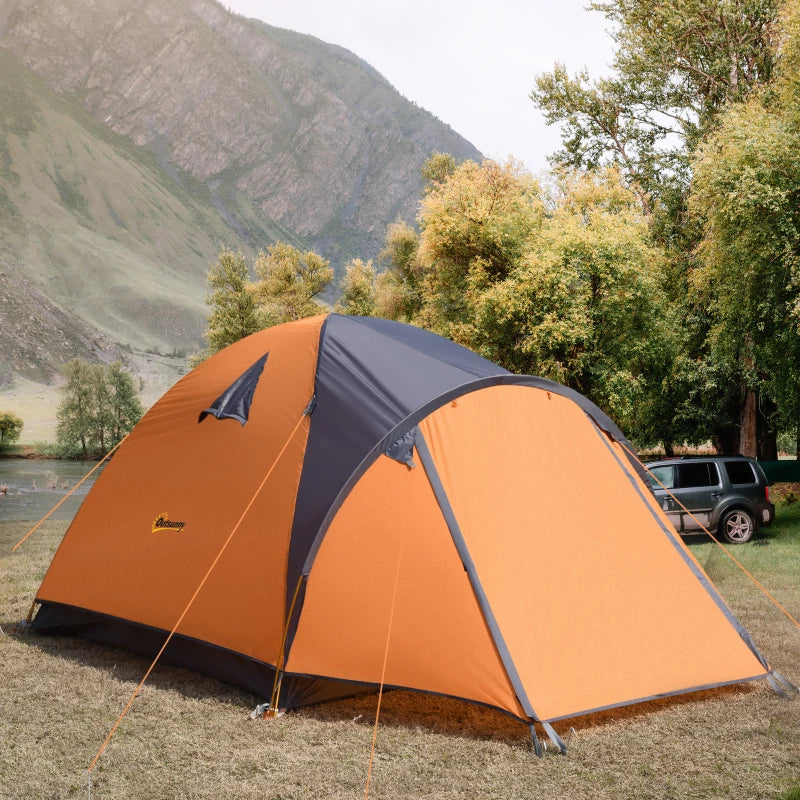 Outsunny 4-Person Camping Tent, Portable and Lightweight Outdoor Shelter