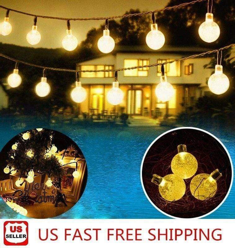 Enhanced Outdoor Solar LED String Lights, 30 Warm White LEDs