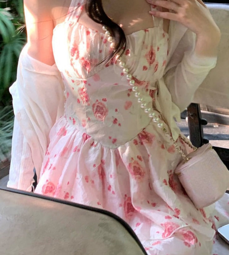 Kukombo Women's Floral Mini Dress & Casual Blouse Set