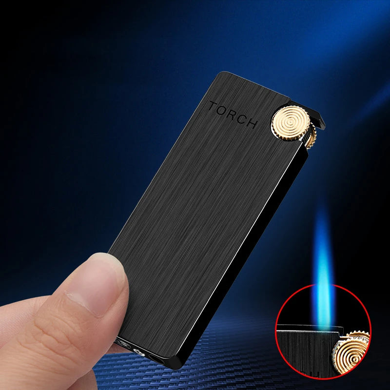 2023 Upgraded Ultra-Slim Metal Butane Gas Lighter with Turbo Jet Flame