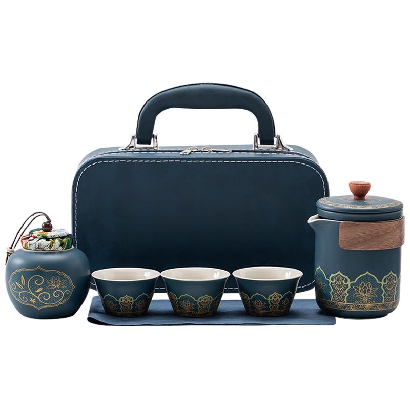 Handcrafted Mutton Fat Jade Porcelain Travel Tea Set