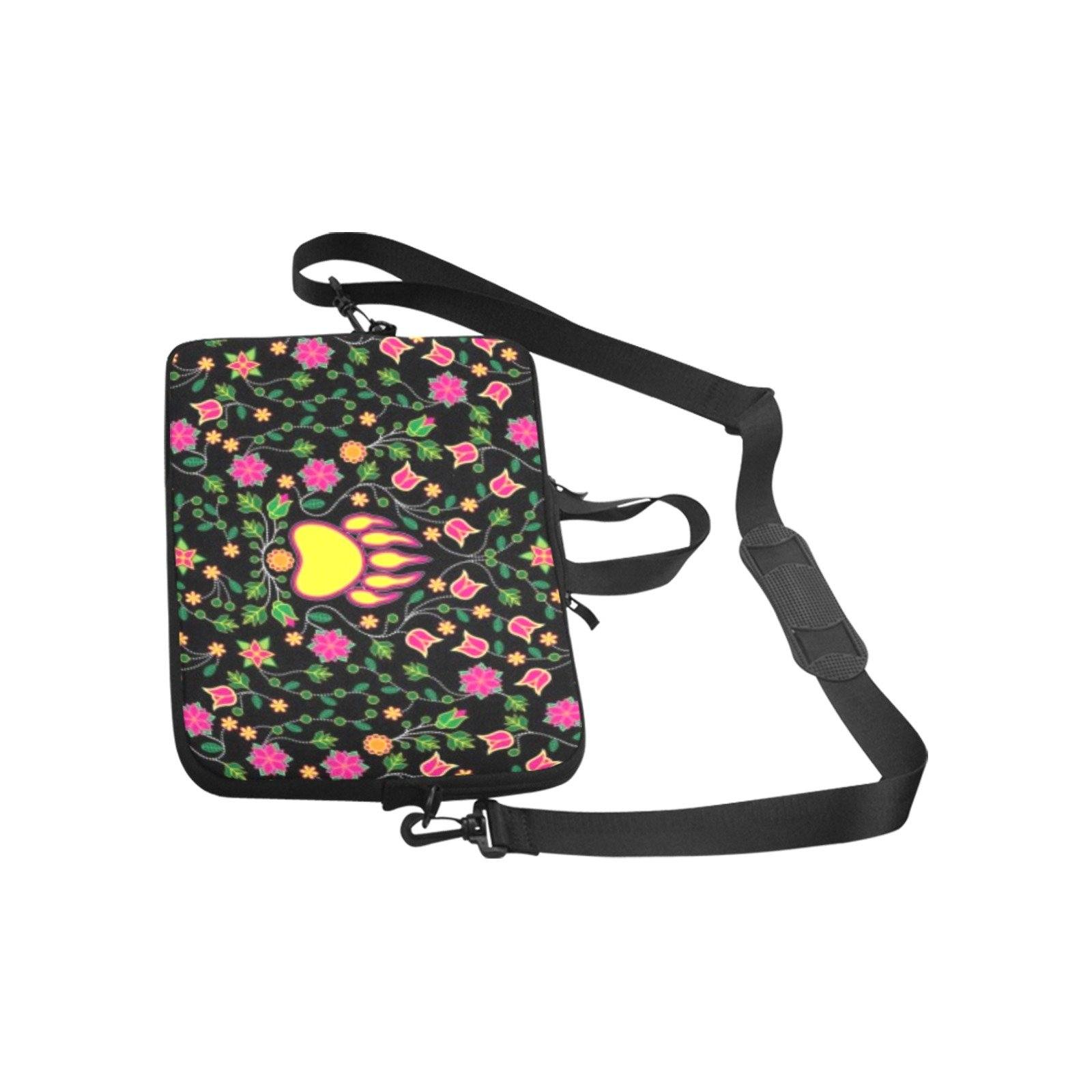 Floral Bearpaw Laptop Sleeve - Pink and Yellow Neoprene Handbag