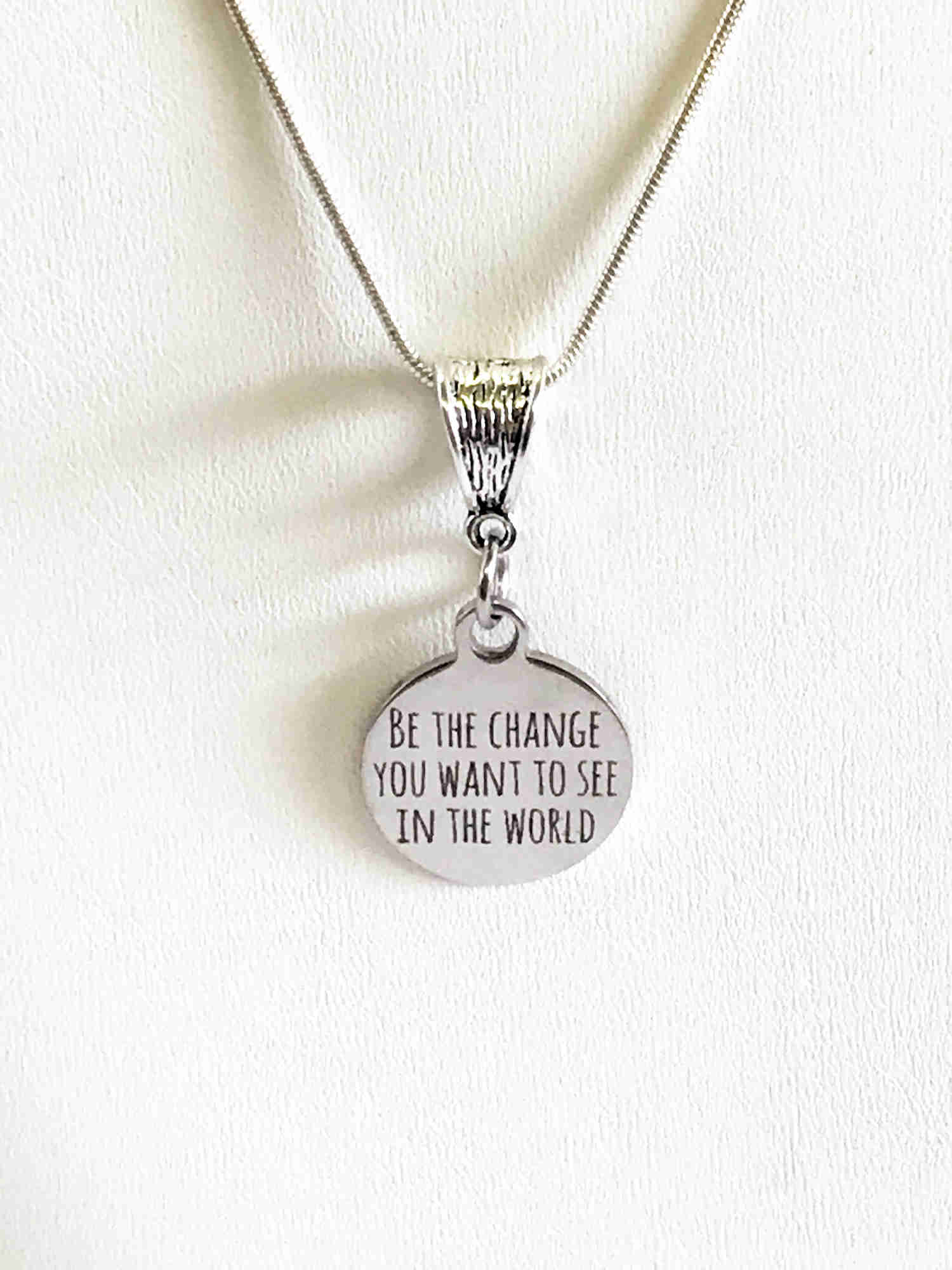 Inspirational Stainless Steel Pendant Necklace - Be the Change