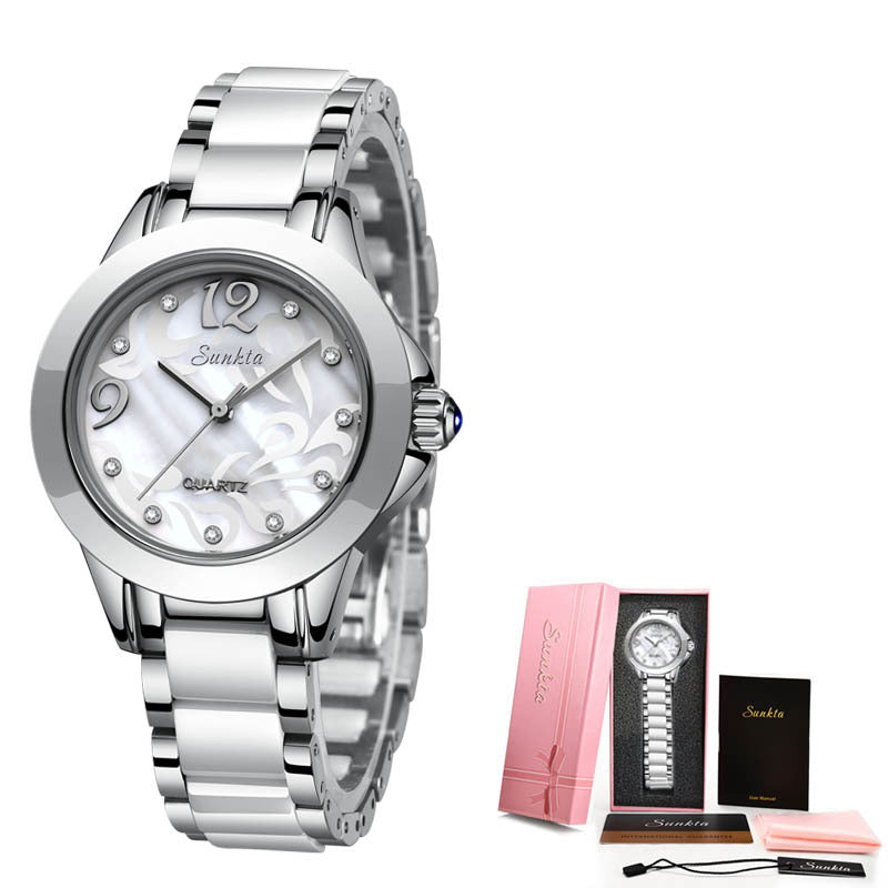 Elegant Ceramic Women's Watches with Waterproof Feature